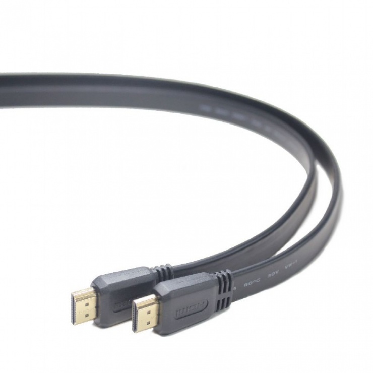 Imagine Cablu HDMI T-T v2.0 4K@30Hz Flat 3m Negru, Gembird CC-HDMI4F-10